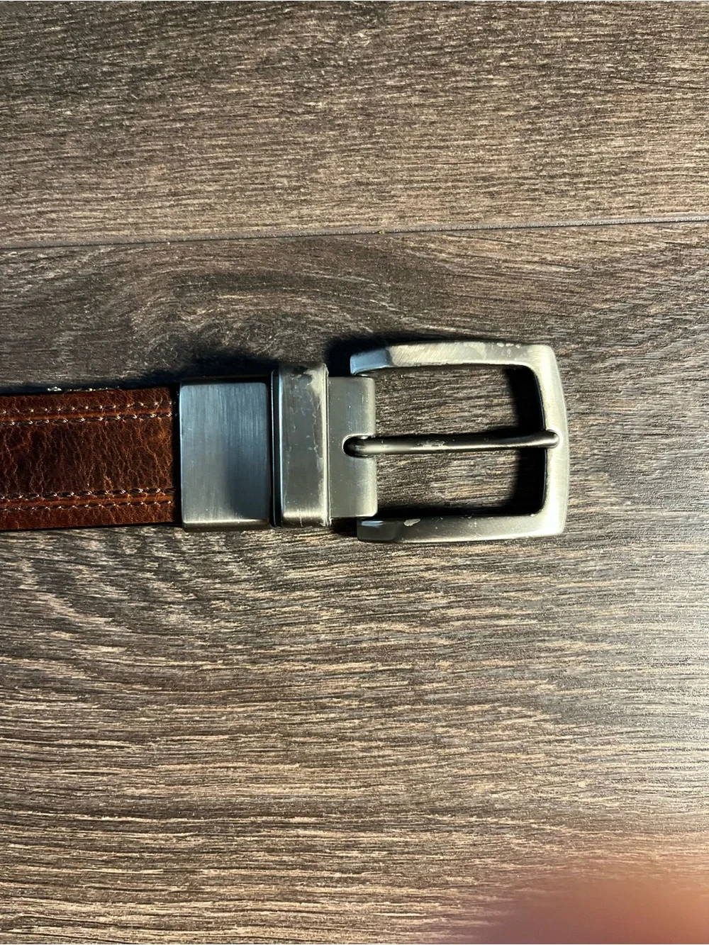 Vintage Men’s Leather Belt Size 34 Brown Black Reversible Swivel Buckle